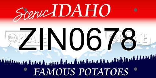ZIN0678 Idaho License Plate