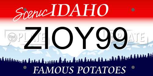 ZIOY99 Idaho License Plate