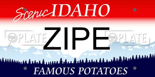 ZIPE Idaho License Plate