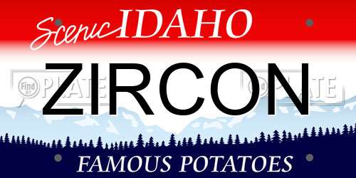 ZIRCON Idaho License Plate
