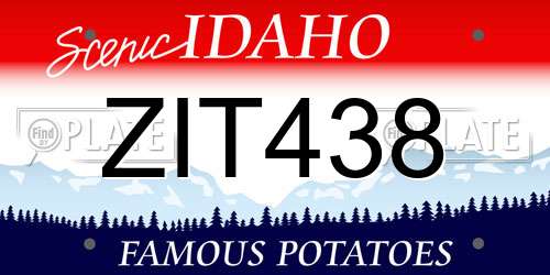ZIT438 Idaho License Plate