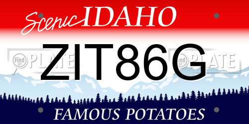 ZIT86G Idaho License Plate