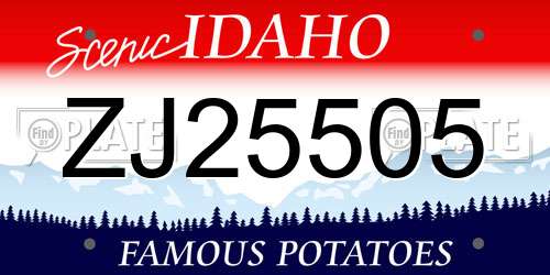 ZJ25505 Idaho License Plate