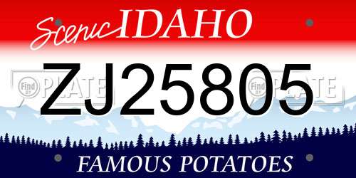 ZJ25805 Idaho License Plate
