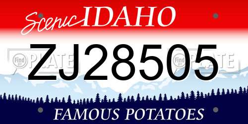 ZJ28505 Idaho License Plate