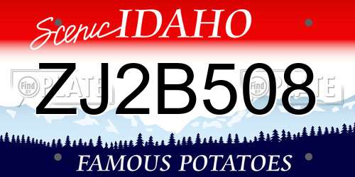 ZJ2B508 Idaho License Plate