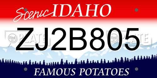 ZJ2B805 Idaho License Plate