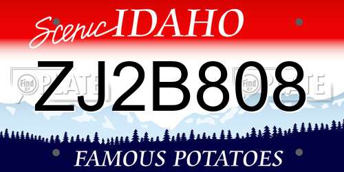 ZJ2B808 Idaho License Plate