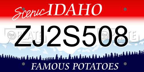 ZJ2S508 Idaho License Plate