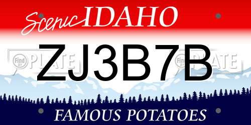 ZJ3B7B Idaho License Plate