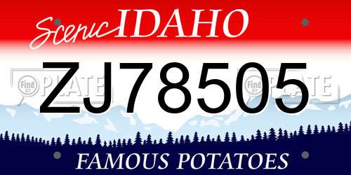 ZJ78505 Idaho License Plate