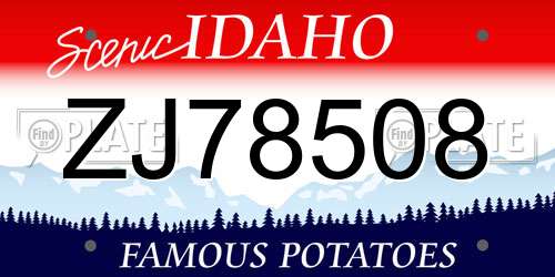 ZJ78508 Idaho License Plate