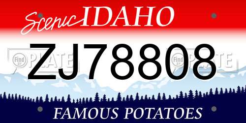ZJ78808 Idaho License Plate