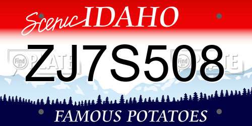 ZJ7S508 Idaho License Plate