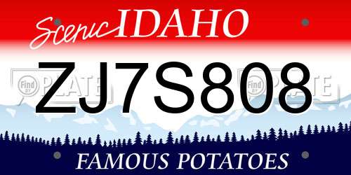 ZJ7S808 Idaho License Plate