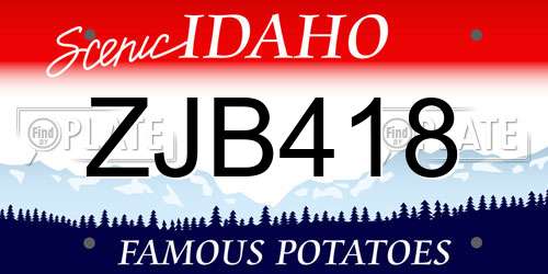 ZJB418 Idaho License Plate