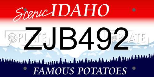 ZJB492 Idaho License Plate