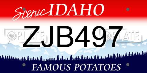 ZJB497 Idaho License Plate