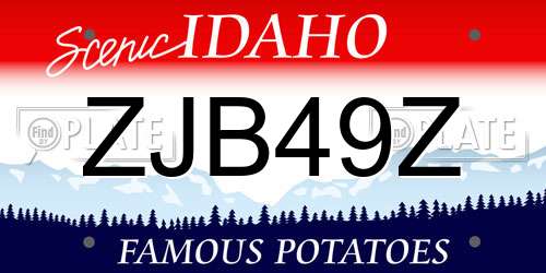 ZJB49Z Idaho License Plate