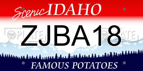 ZJBA18 Idaho License Plate