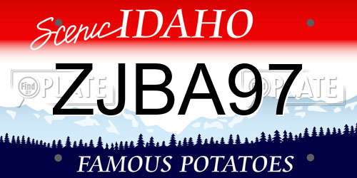 ZJBA97 Idaho License Plate