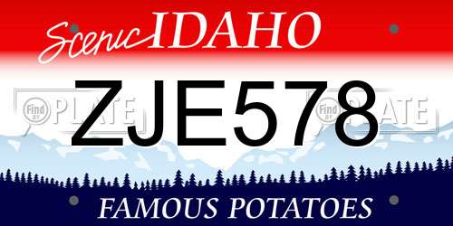 ZJE578 Idaho License Plate