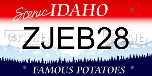 ZJEB28 Idaho License Plate