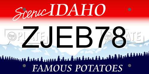 ZJEB78 Idaho License Plate