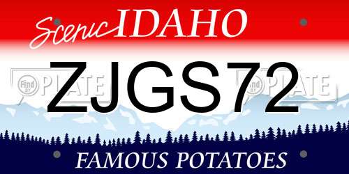 ZJGS72 Idaho License Plate