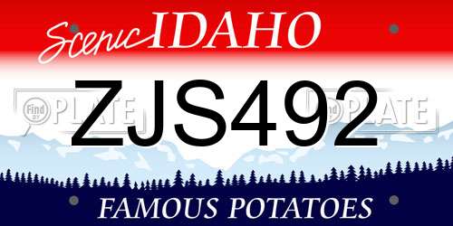 ZJS492 Idaho License Plate