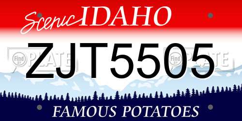 ZJT5505 Idaho License Plate