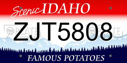 ZJT5808 Idaho License Plate