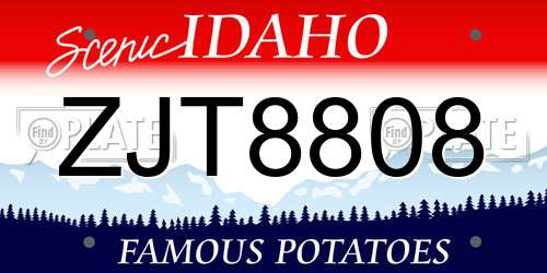 ZJT8808 Idaho License Plate