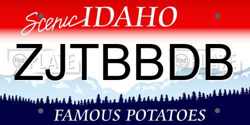 ZJTBBDB Idaho License Plate