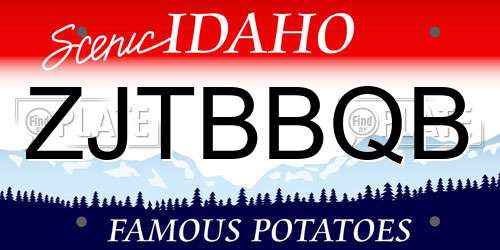 ZJTBBQB Idaho License Plate