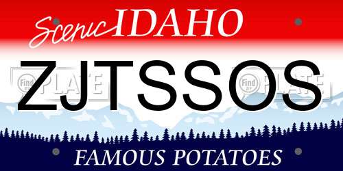 ZJTSSOS Idaho License Plate