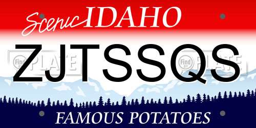 ZJTSSQS Idaho License Plate