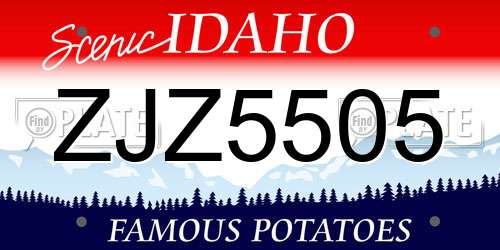ZJZ5505 Idaho License Plate