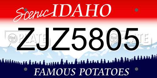 ZJZ5805 Idaho License Plate