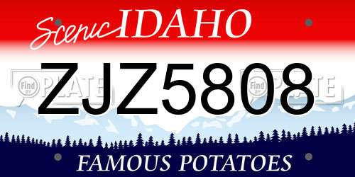 ZJZ5808 Idaho License Plate