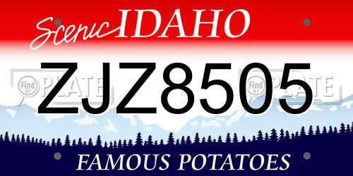 ZJZ8505 Idaho License Plate