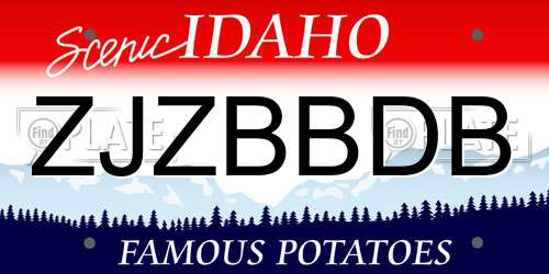 ZJZBBDB Idaho License Plate