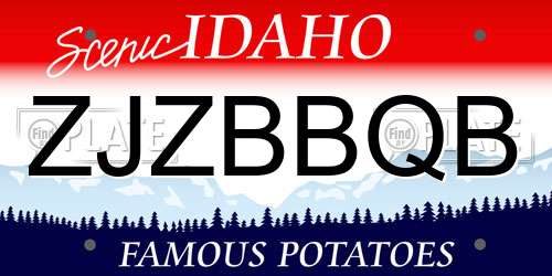 ZJZBBQB Idaho License Plate