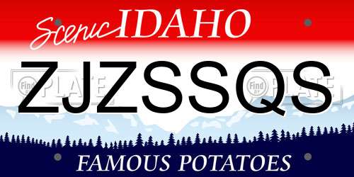 ZJZSSQS Idaho License Plate