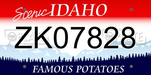 ZK07828 Idaho License Plate
