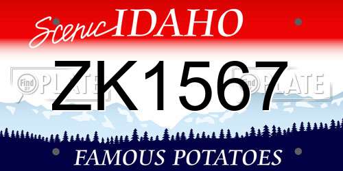 ZK1567 Idaho License Plate