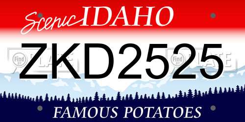 ZKD2525 Idaho License Plate
