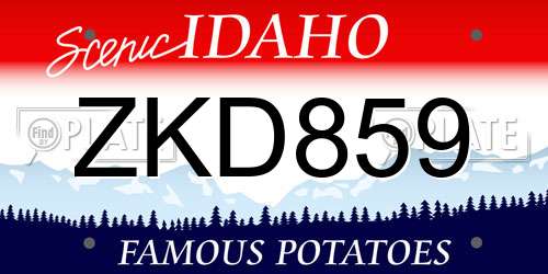 ZKD859 Idaho License Plate