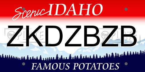 ZKDZBZB Idaho License Plate