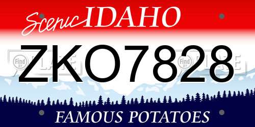 ZKO7828 Idaho License Plate